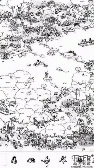 另类的找茬游戏《隐藏之人》遍布着黑白风格的插画小人儿