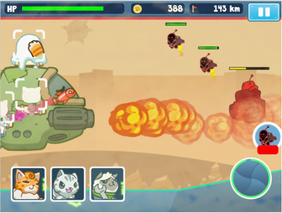 酷跑式塔防游戏《决战喵星》突破敌人包围杀出一条血路来