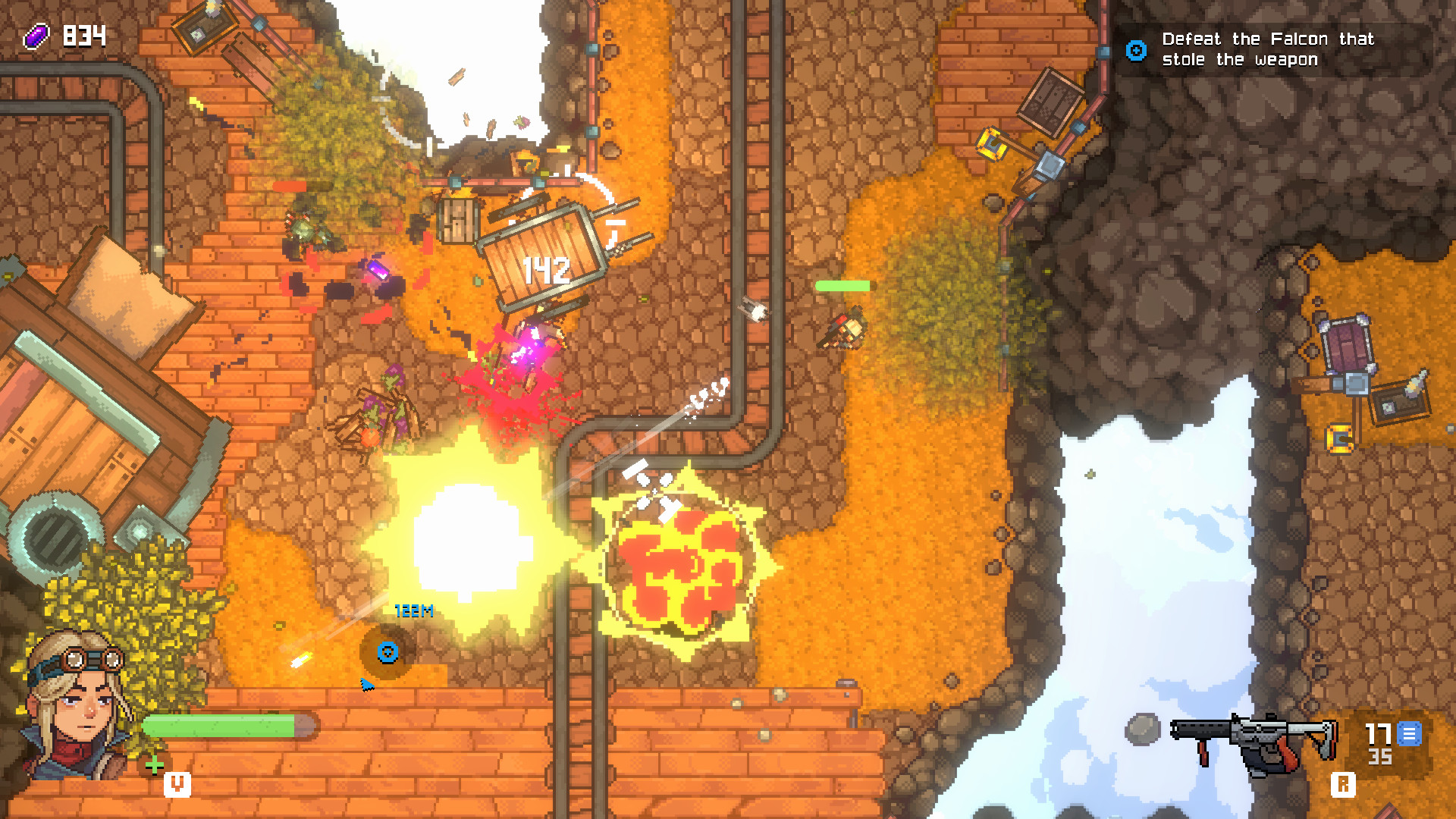 《云端掠影》采用上帝视角的像素风飞行朋克射击游戏