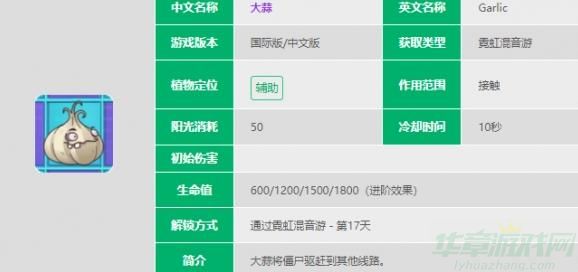 植物大战僵尸2大蒜属性介绍